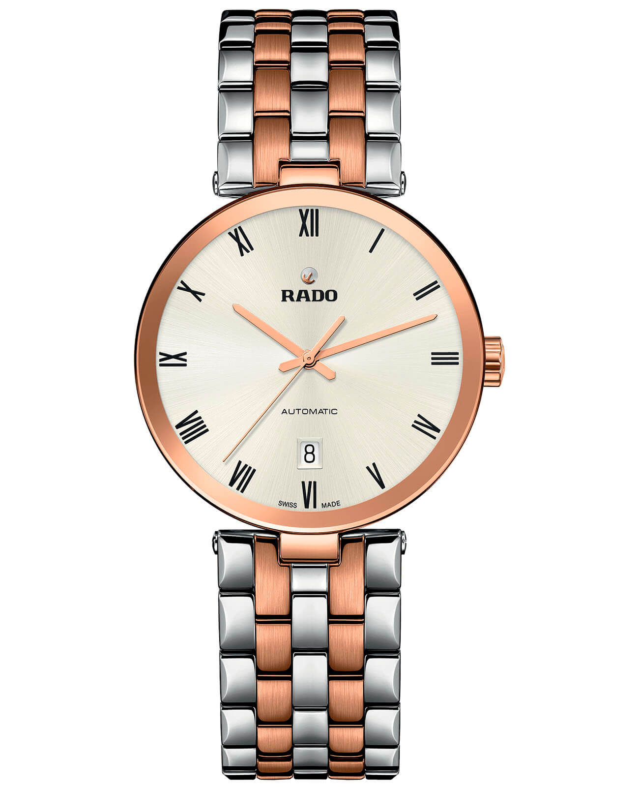 Rado Rado Florence Automatic R48902113 Automatic R48902113 механические мужские часы серебристый циферблат, браслет сталь c pvd покрытием — вид спереди