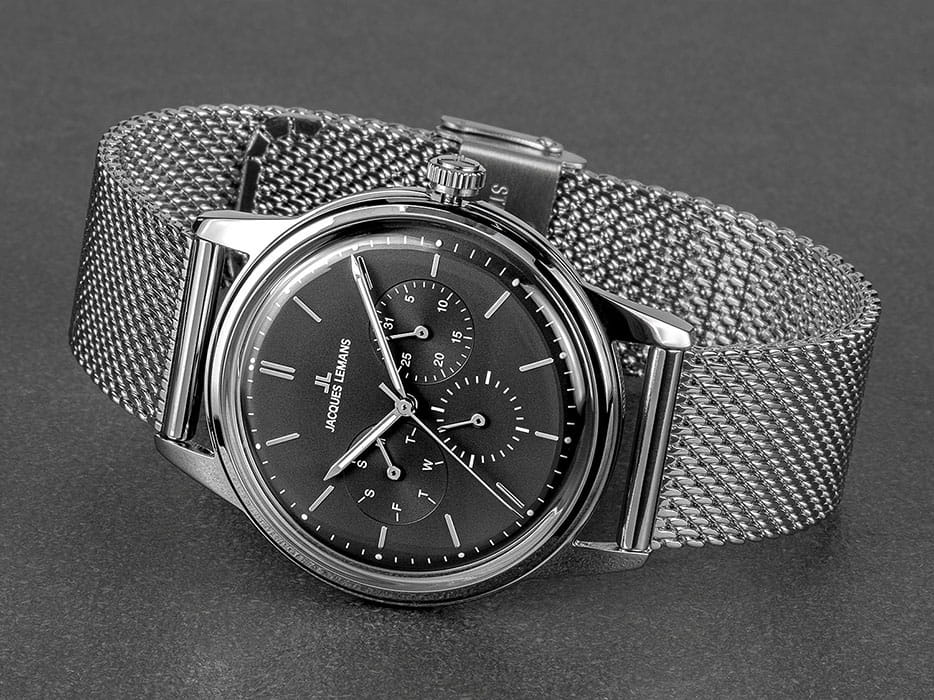 Jacques Lemans Jacques Lemans Retro Classic 1-2061F,  австрия мужские часы на браслете нержавеющая сталь боковой вид