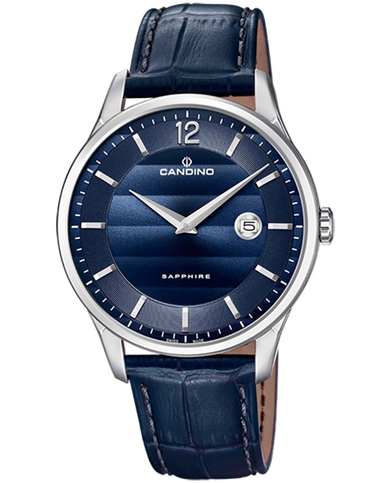 Candino Candino Classic C4638/3  C4638/3 кварцевые мужские часы синий циферблат, браслет кожаный — вид спереди