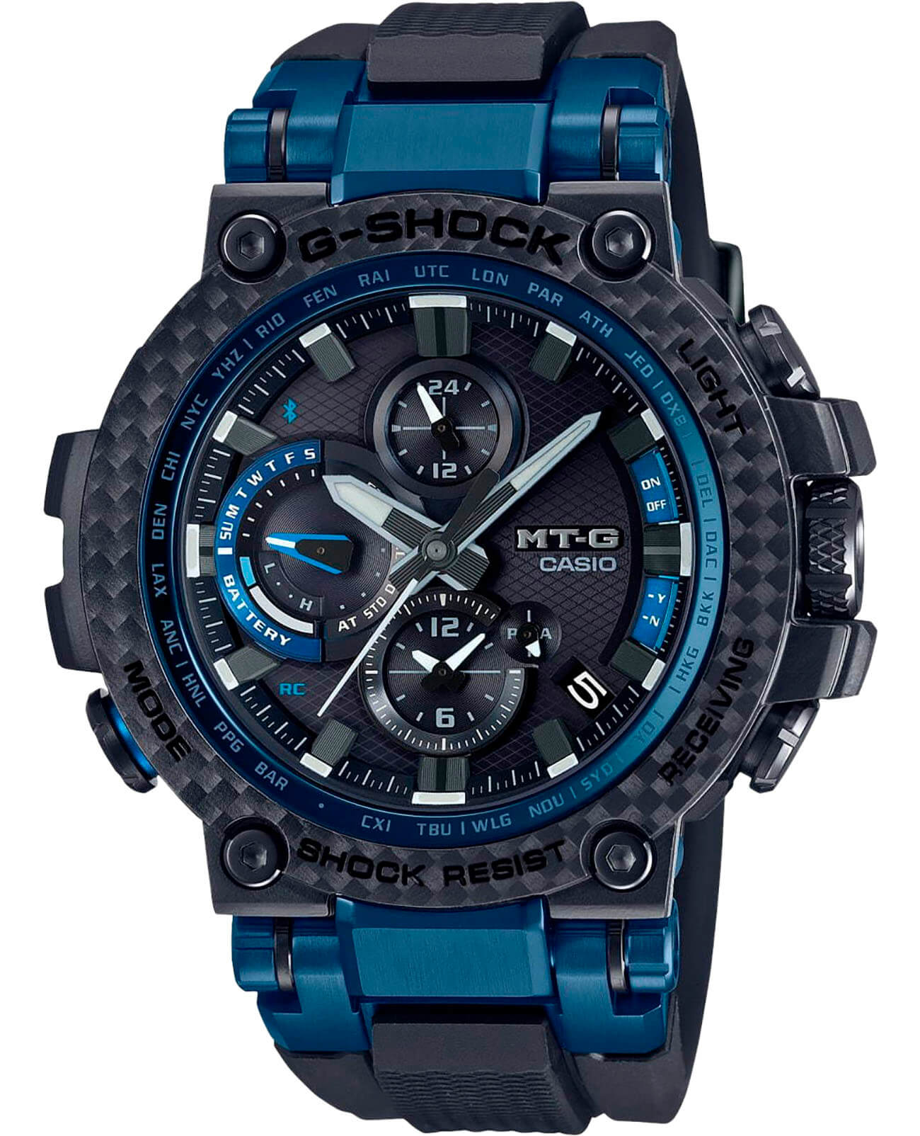 Casio Casio G-Shock Premium MTG-B1000XB-1A MTG MTG-B1000XB-1AER электронные мужские часы черный циферблат, браслет полимер — вид спереди