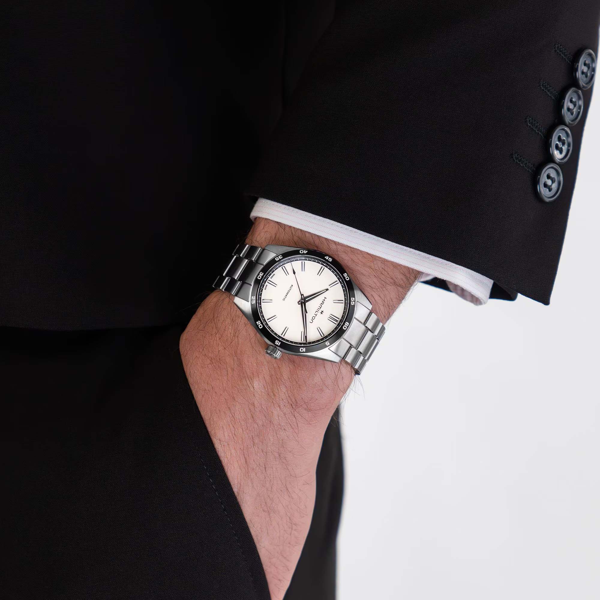 Hamilton Hamilton Jazzmaster Performer Auto H36205110 механические мужские часы часы крупный план белый циферблата