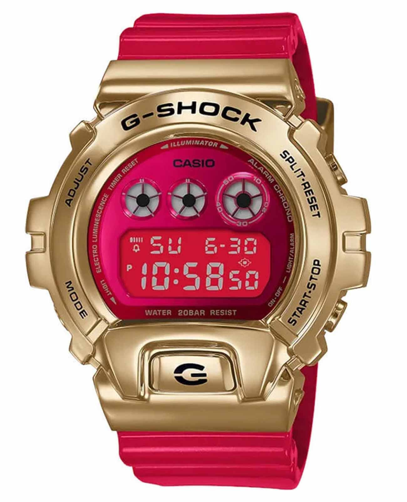 Casio Casio G-Shock GM-6900CX-4 GM GM-6900CX-4 электронные мужские часы золотой циферблат, браслет пластик — вид спереди
