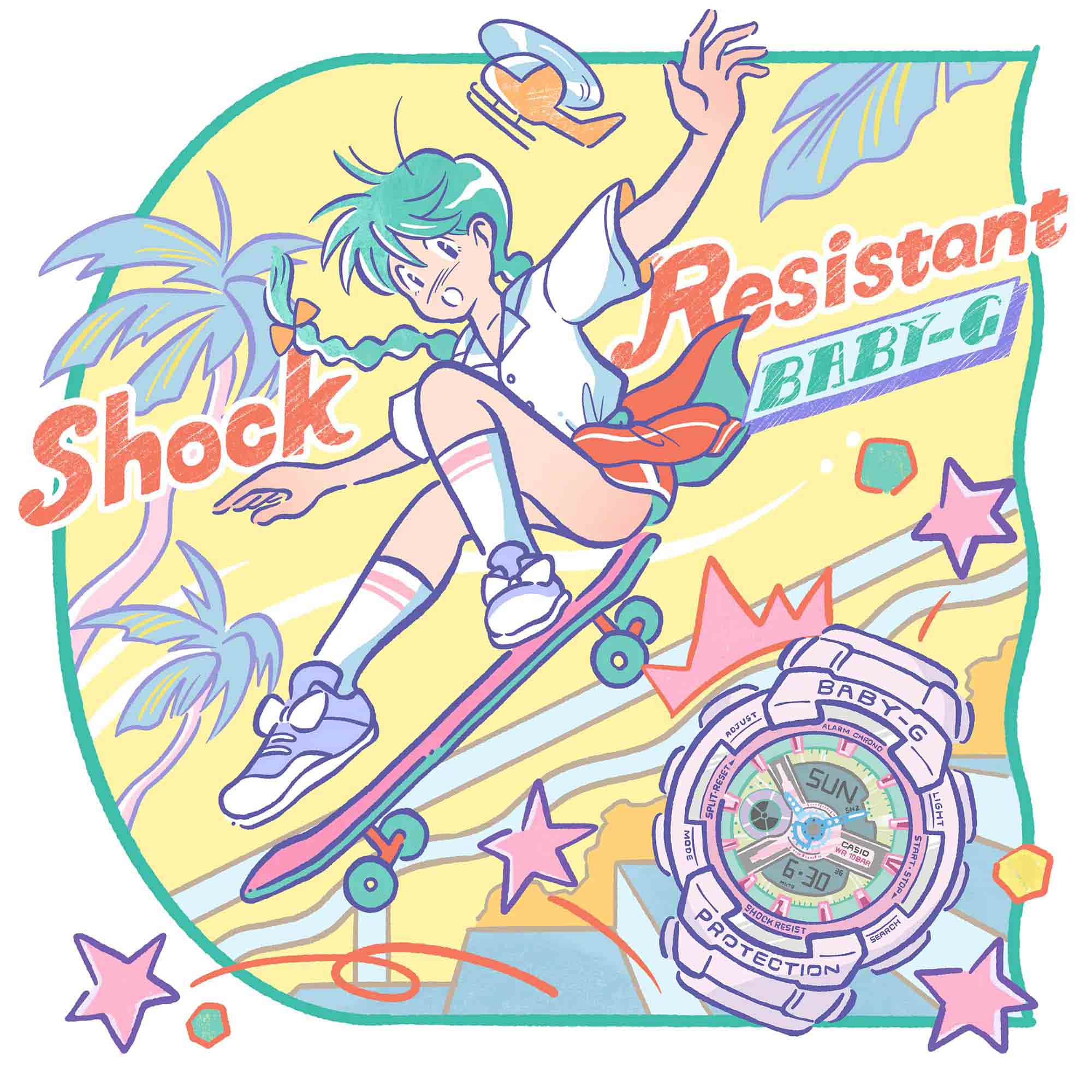 Оригинальные часы Casio Casio Baby-G BA-110XPM-6A кварцевые калибр механизма  общий вид