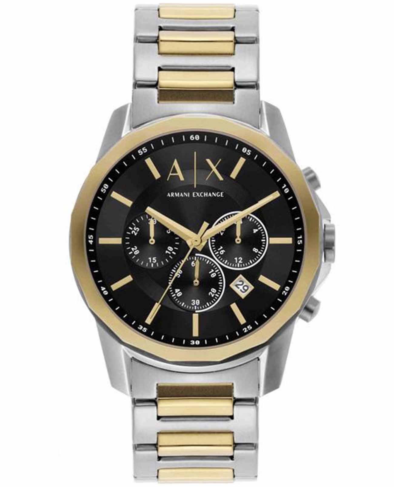 Armani Exchange Armani Exchange Banks AX7148SET  AX7148SET кварцевые мужские часы черный циферблат, браслет нержавеющая сталь с ip-покрытием — вид спереди