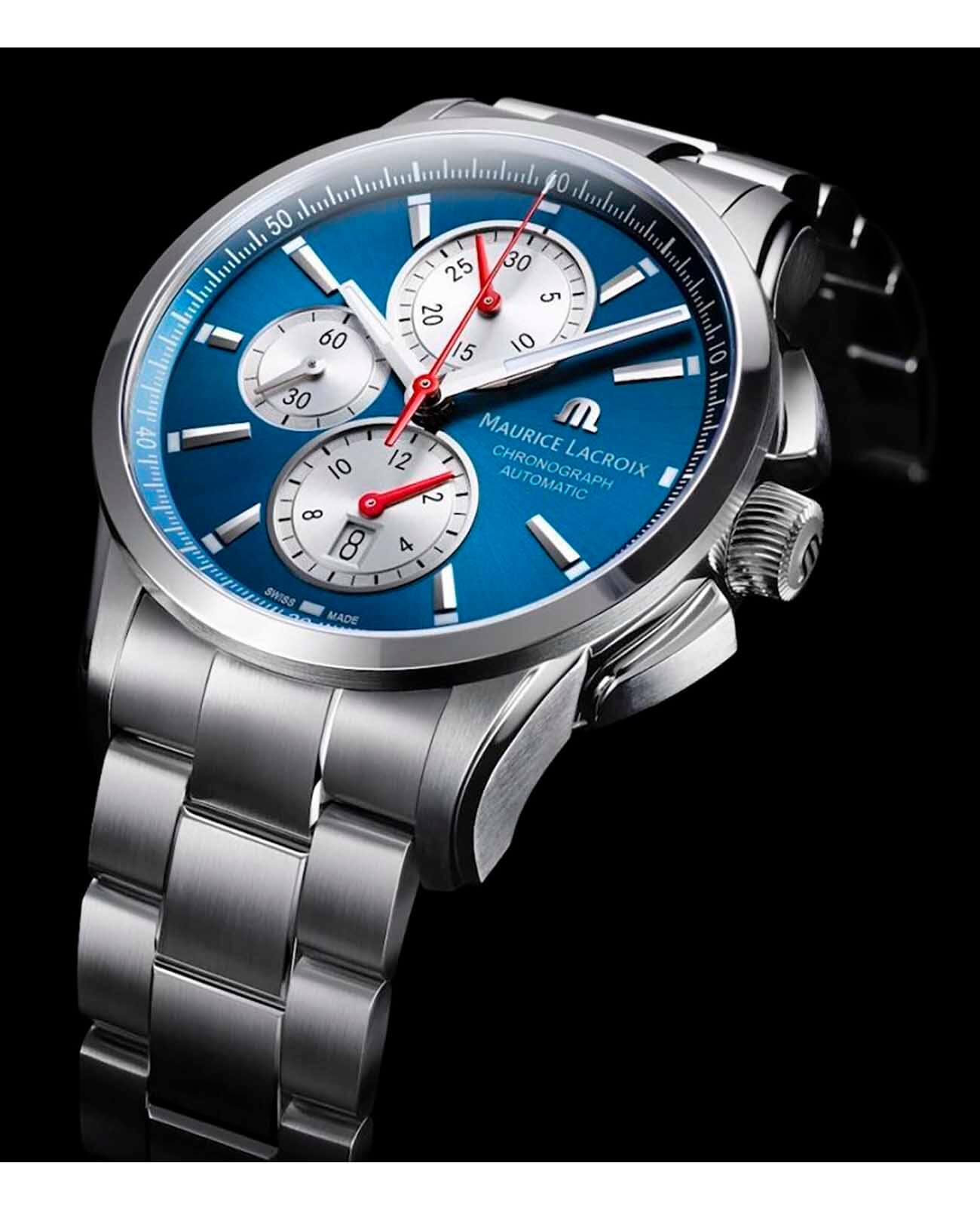 Оригинальные часы Maurice Lacroix Maurice Lacroix Pontos Chronograph PT6388-SS002-430-1 механические калибр механизма ml112 общий вид