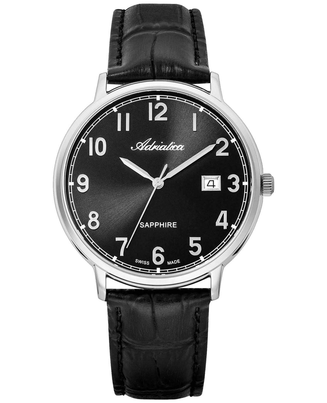 Adriatica Adriatica Paris A1283.5224Q  A1283.5224Q кварцевые мужские часы черный циферблат, браслет кожаный — вид спереди