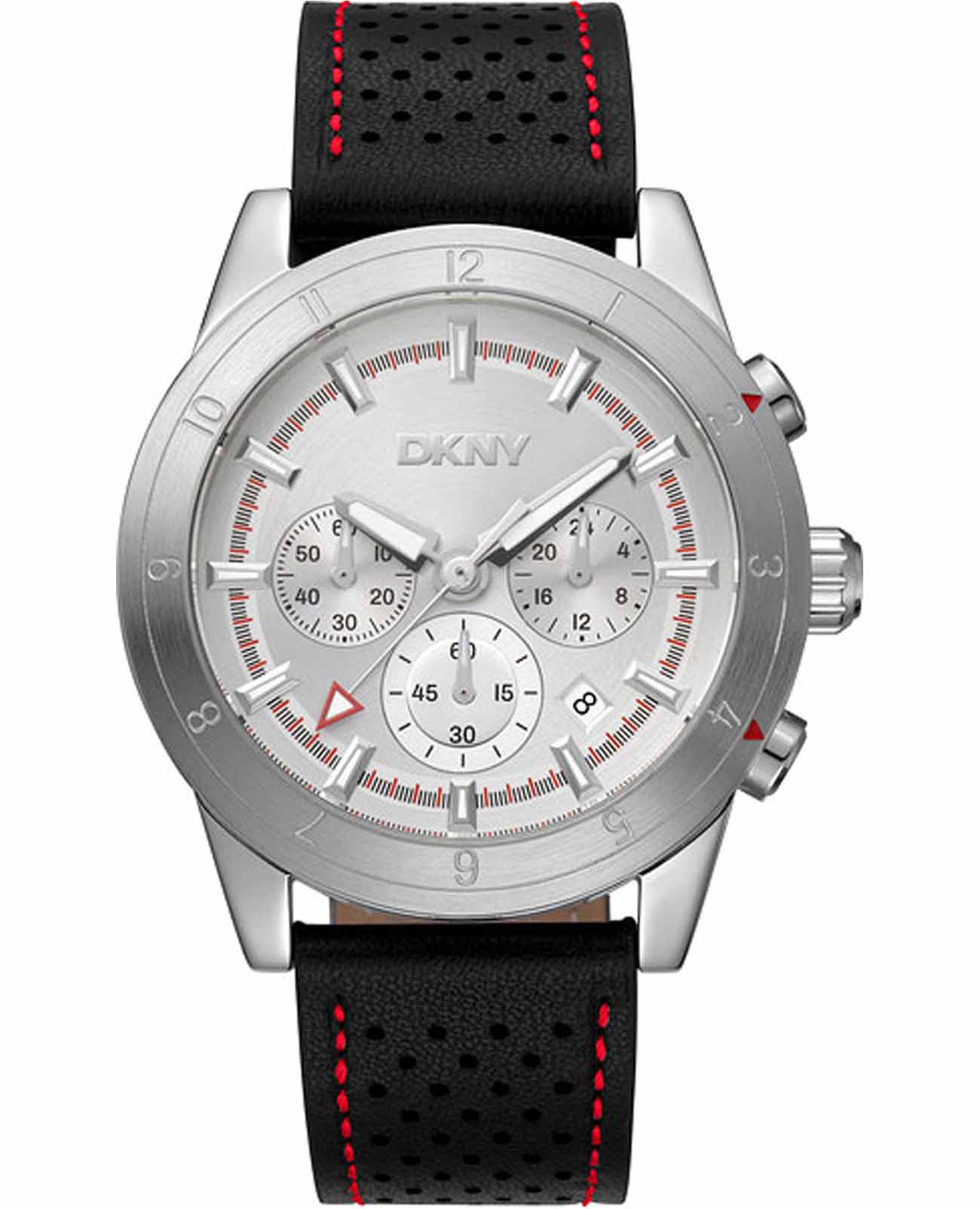 DKNY DKNY Bryant Park Chrono DK1G051L0015  DK1G051L0015 кварцевые мужские часы серебристый циферблат, браслет кожаный — вид спереди