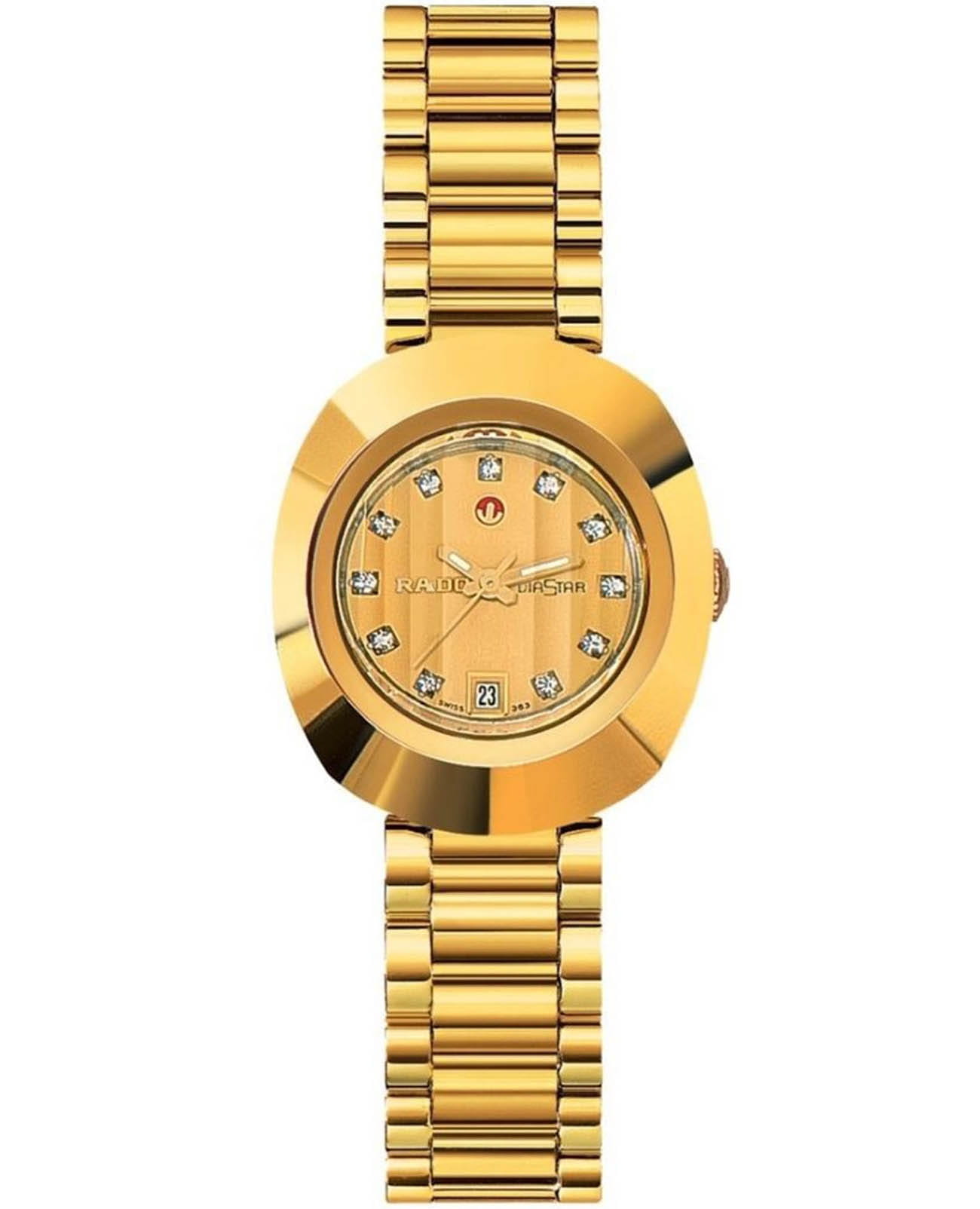Rado Rado The Original Automatic R12416634 Automatic R12416634 механические женские часы золотой циферблат, браслет нержавеющая сталь с pvd-покрытием — вид спереди