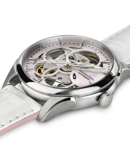 Hamilton Hamilton Jazzmaster Skeleton Lady Auto H32405871, jazzmaster швейцария женские часы на браслете каучук боковой вид