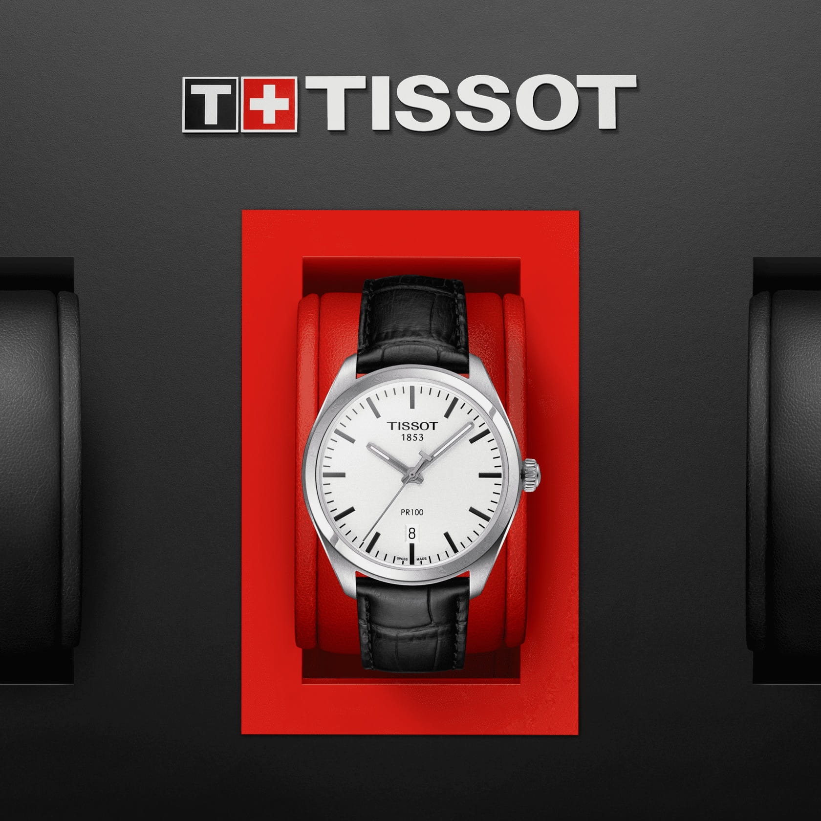 Tissot Tissot PR 100 T101.410.16.031.00, t-classic швейцария мужские часы на браслете кожаный боковой вид
