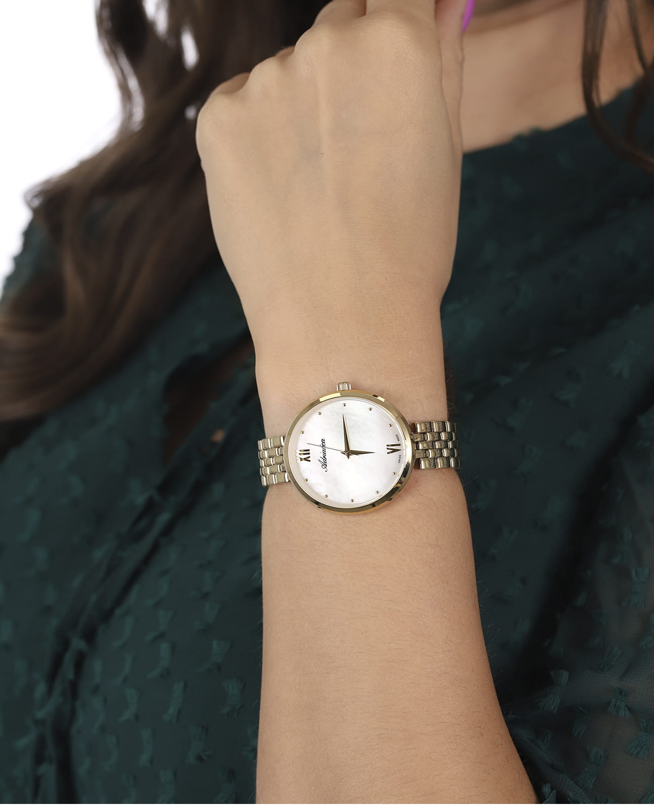 Adriatica Adriatica Essence A3760.118FQ,  швейцария женские часы на браслете сталь c pvd покрытием боковой вид