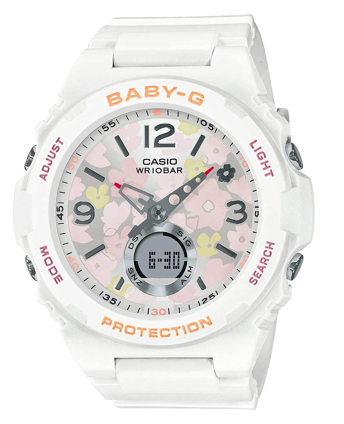 Casio Casio Baby-G BGA-260FL-7A  BGA-260FL-7A кварцевые женские часы цветной циферблат, браслет пластик — вид спереди