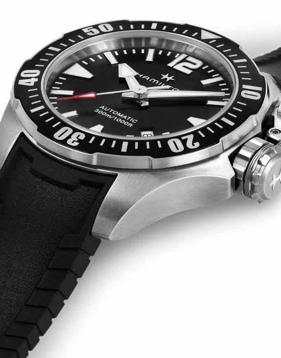 Оригинальные часы Hamilton Hamilton Khaki Navy Frogman H77605335 механические калибр механизма h-10 общий вид