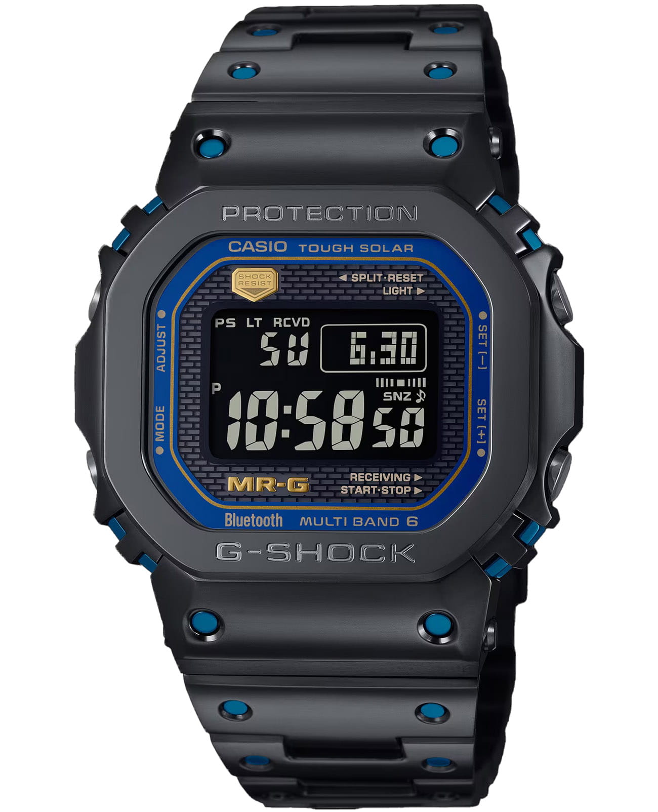 Casio Casio G-Shock MRG-B5000BA-1DR (MRG-B5000BA-1) MRG MRG-B5000BA-1DR электронные мужские часы  циферблат, браслет титановый — вид спереди