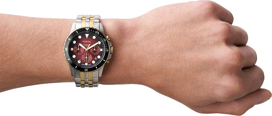Fossil Fossil Bannon  FS5881 мужские часы бордовый циферблат на запястье