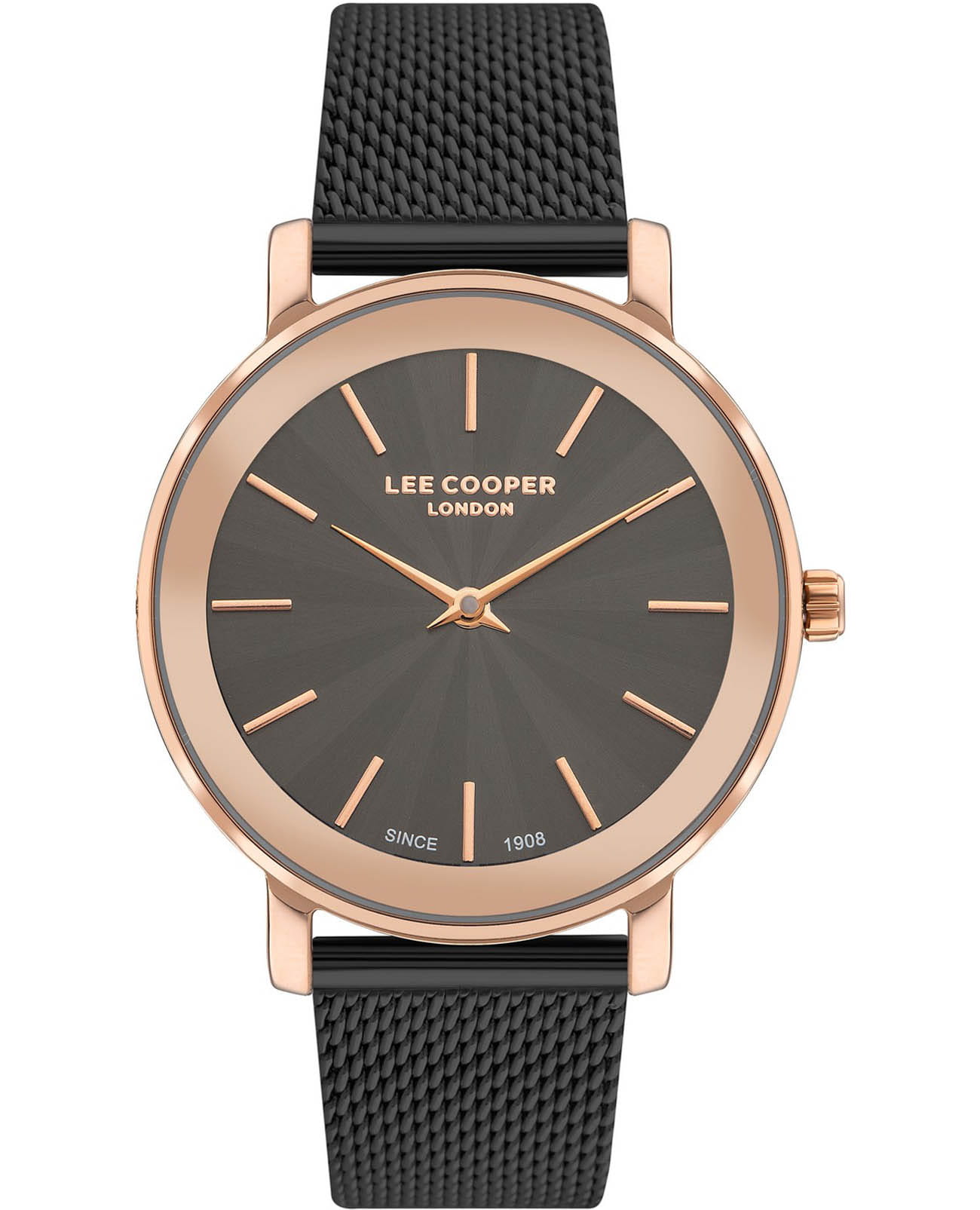 Lee Cooper Lee Cooper LC07687.460  LC07687.460 кварцевые женские часы черный циферблат, браслет нержавеющая сталь с ip-покрытием — вид спереди