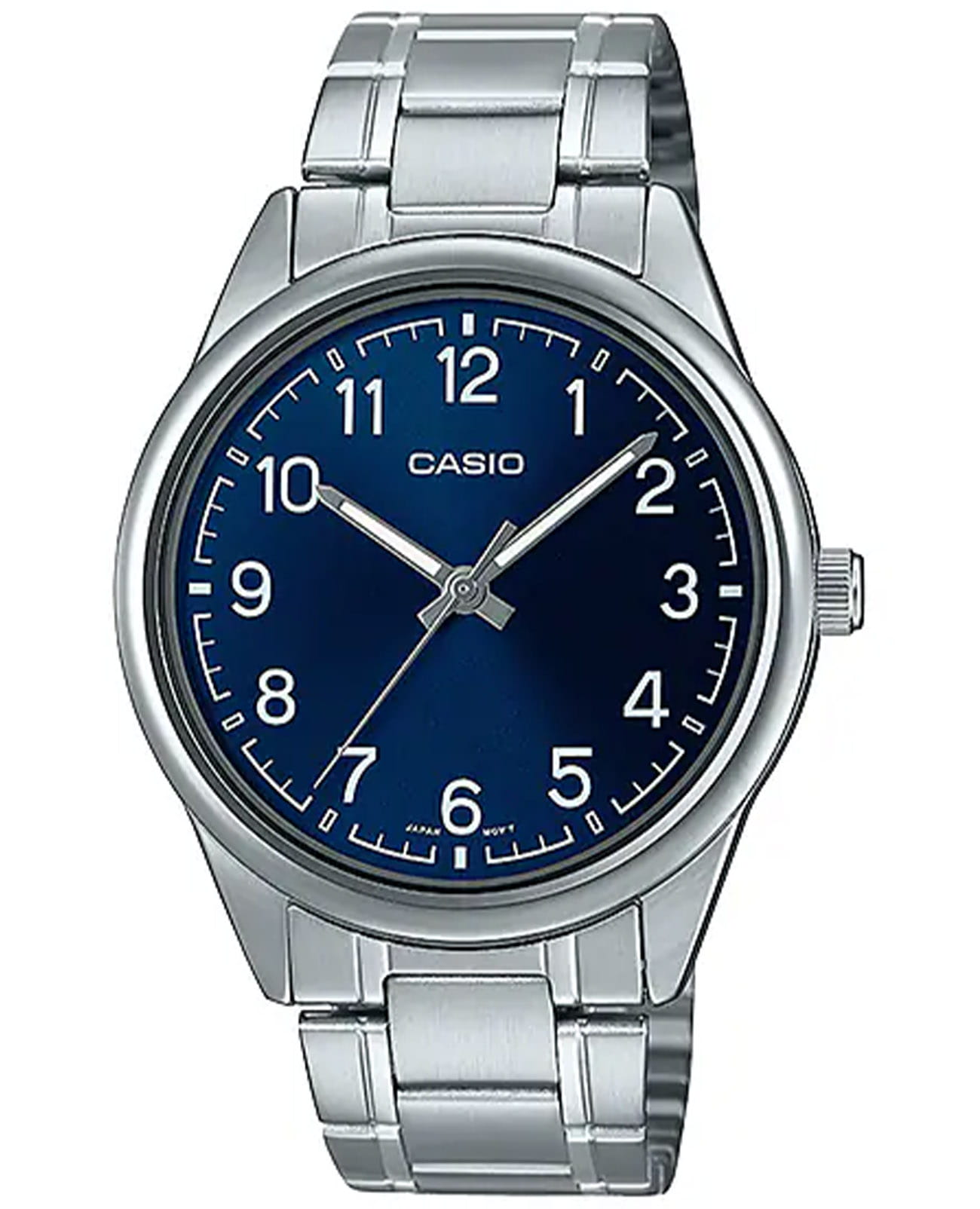 Casio Casio Collection MTP-V005D-2B4UDF (MTP-V005D-2B4)  MTP-V005D-2B4 кварцевые мужские часы синий циферблат, браслет нержавеющая сталь — вид спереди