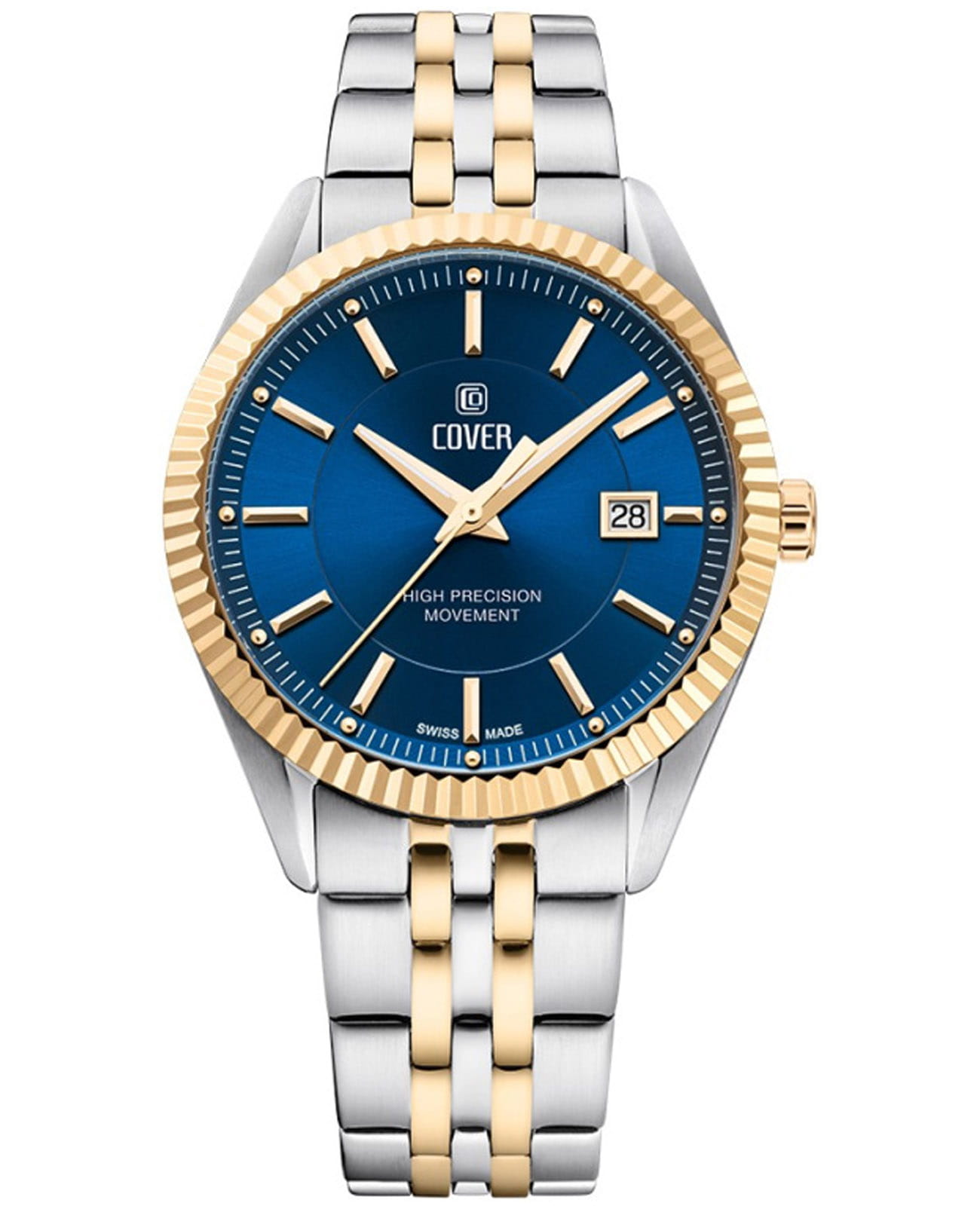 Cover Cover Alston CO208.09  CO208.09 кварцевые мужские часы синий циферблат, браслет нержавеющая сталь с pvd-покрытием — вид спереди