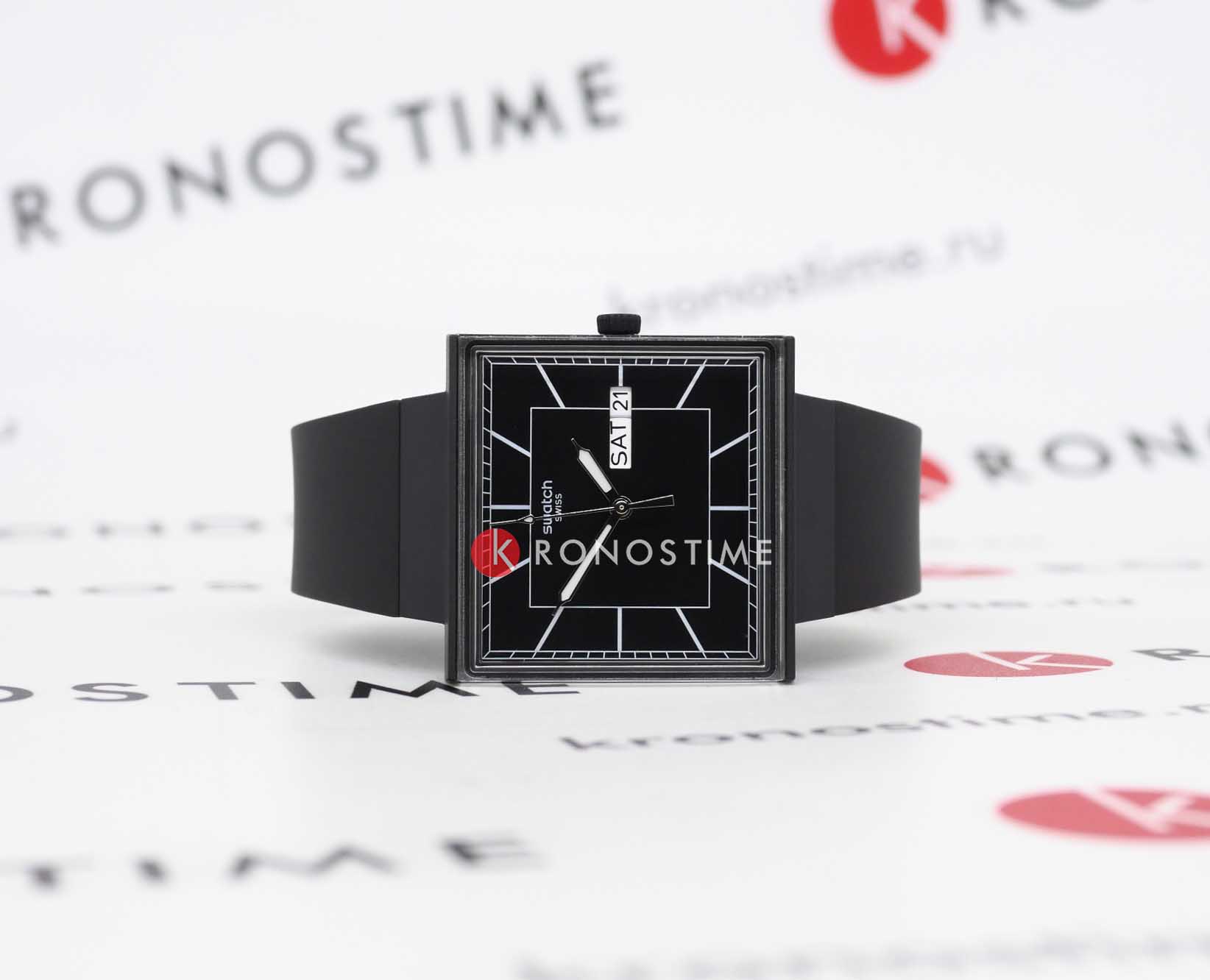 Swatch Swatch Square Bioceramic Standard SO34B701 , наручные женские часы фото под углом