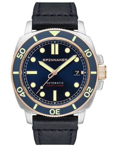 Spinnaker Spinnaker Hull Diver SP-5088-05  SP-5088-05 механические мужские часы синий циферблат, браслет кожаный — вид спереди