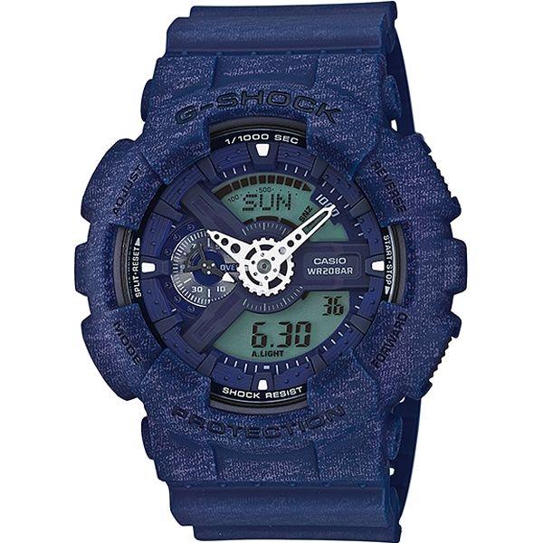 Casio Casio G-Shock GA-110HT-2A GA-110 GA-110HT-2A электронные мужские часы синий циферблат, браслет пластик — вид спереди