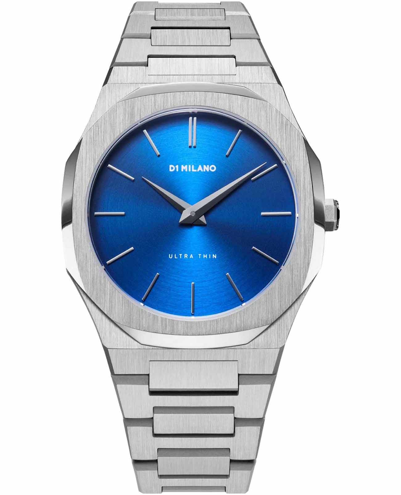 D1 Milano D1 Milano Ultra Thin UTBJ09  UTBJ09 кварцевые мужские часы синий циферблат, браслет нержавеющая сталь 316l — вид спереди