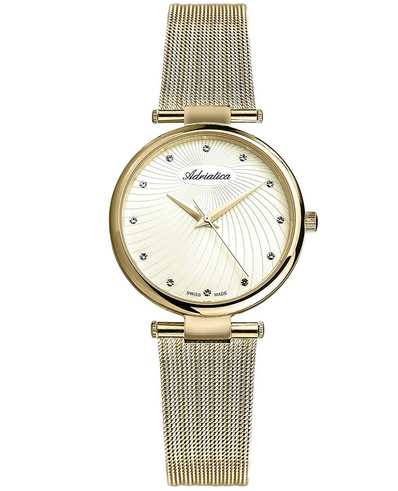 Adriatica Adriatica A3689.1141Q  A3689.1141Q кварцевые женские часы шампань циферблат, браслет сталь c pvd покрытием — вид спереди
