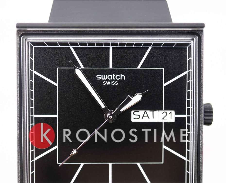 Swatch Swatch Square Bioceramic Standard SO34B701, bioceramic швейцария женские часы на браслете биоматериал боковой вид