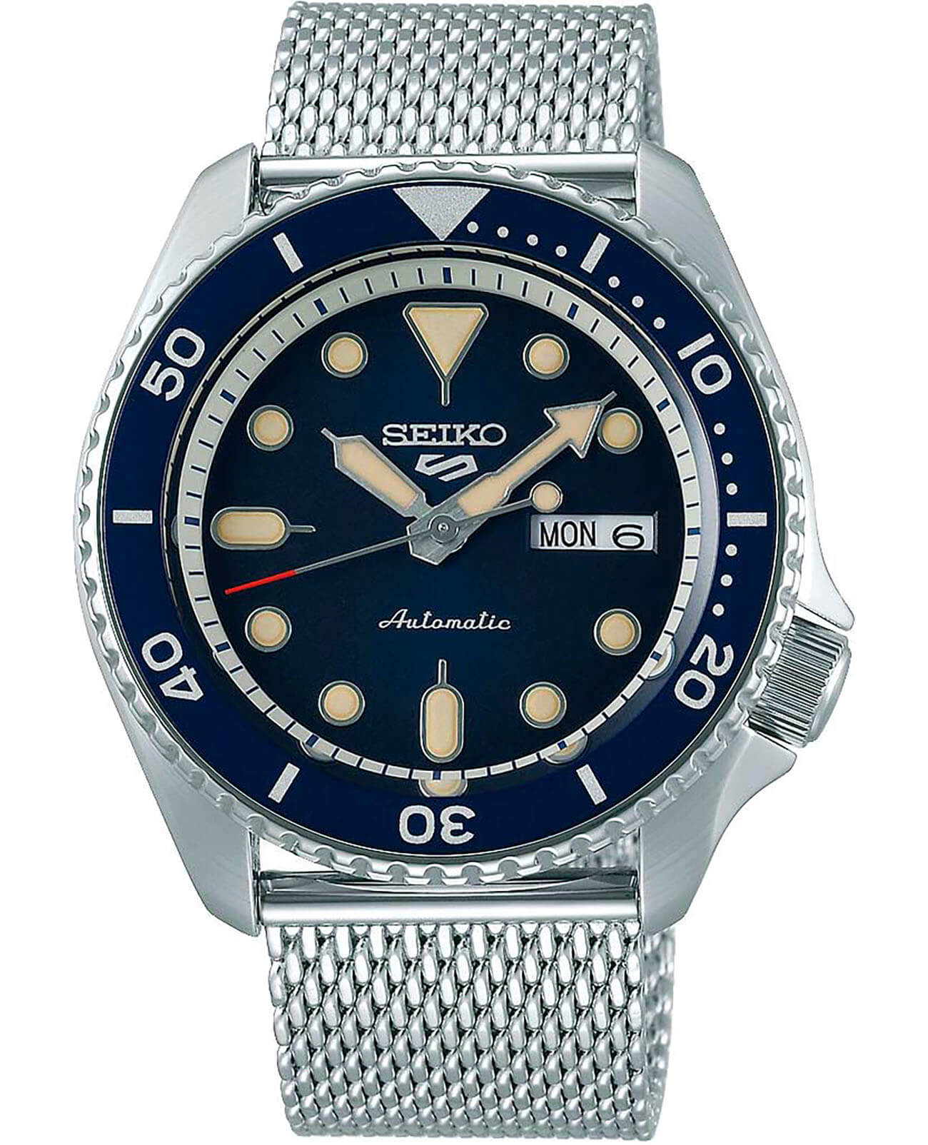 Seiko Seiko 5 Sports SRPD71K1  SRPD71K1 механические мужские часы синий циферблат, браслет нержавеющая сталь — вид спереди
