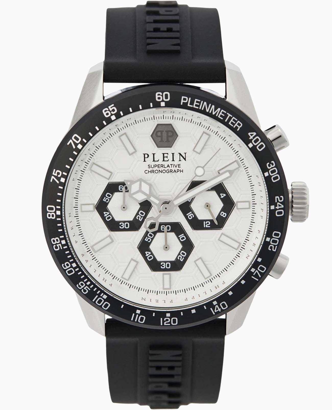 Philipp Plein Philipp Plein Pleinmeter PWPYA0124  PWPYA0124 кварцевые мужские часы черный циферблат, браслет силикон — вид спереди