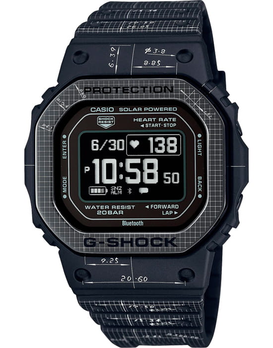 Casio Casio G-Shock DW-H5600EX-1DR (DW-H5600EX-1)  DW-H5600EX-1DR электронные мужские часы черный циферблат, браслет пластик — вид спереди