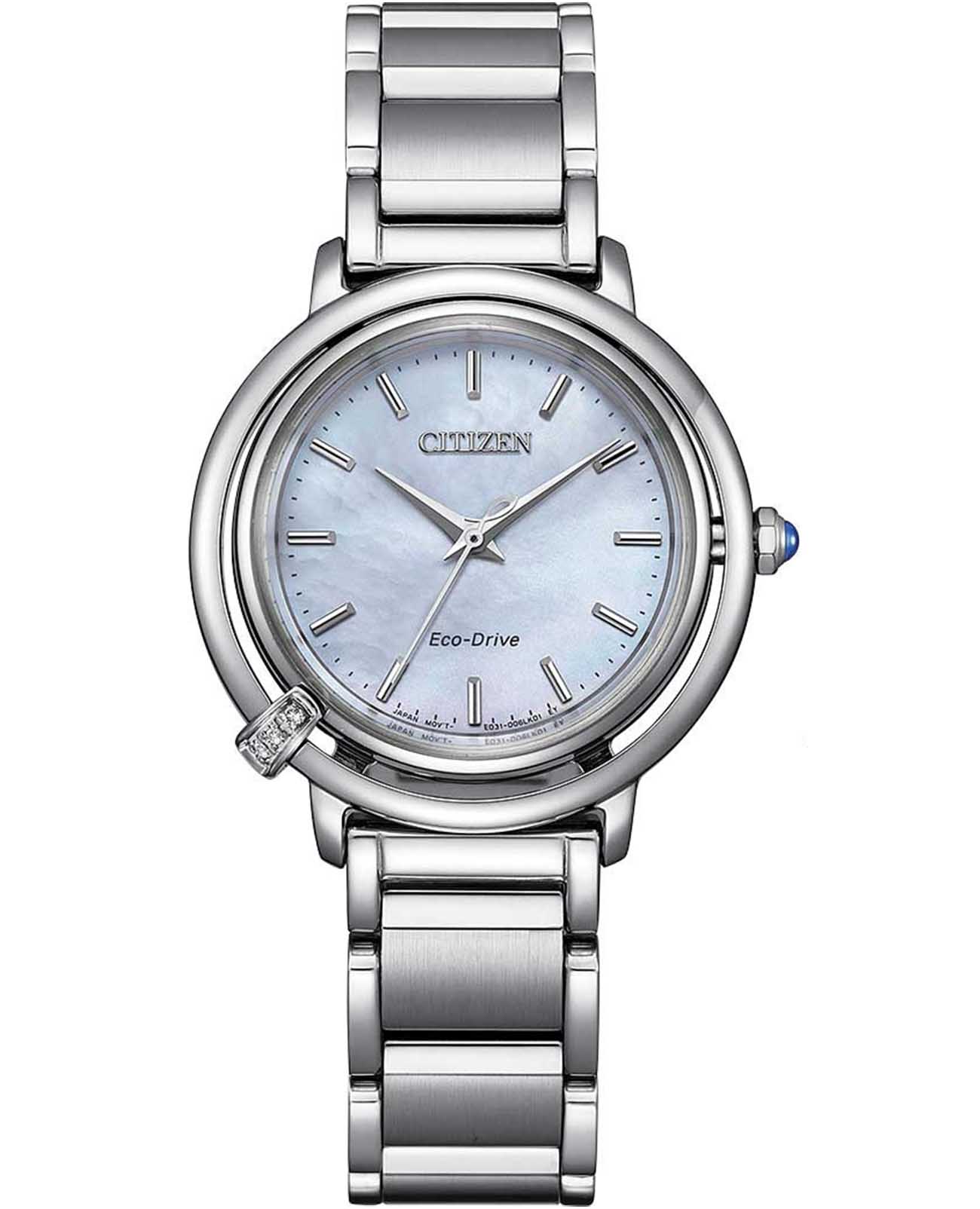 Citizen Citizen Citizen L EM1090-60D  EM1090-60D кварцевые женские часы перламутровый циферблат, браслет нержавеющая сталь — вид спереди
