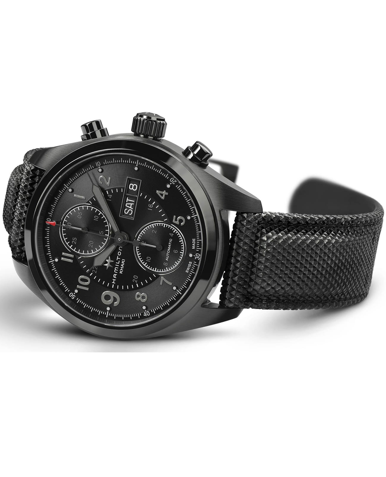 Hamilton Hamilton Khaki Field Auto Chrono H71626735 мужские часы черный циферблат на запястье