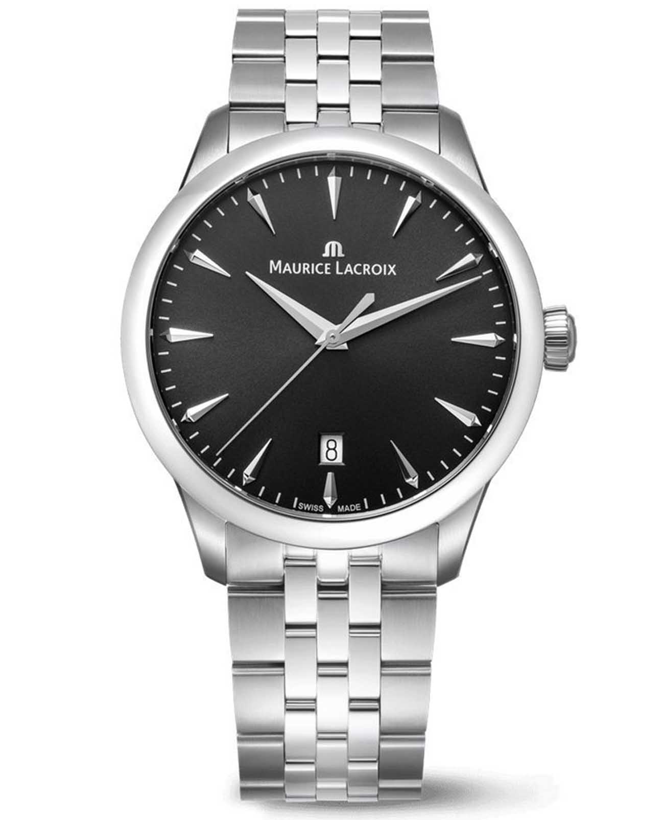 Maurice Lacroix Maurice Lacroix 1975 751007-SS002-330-1  751007-SS002-330-1 кварцевые мужские часы черный циферблат, браслет нержавеющая сталь — вид спереди