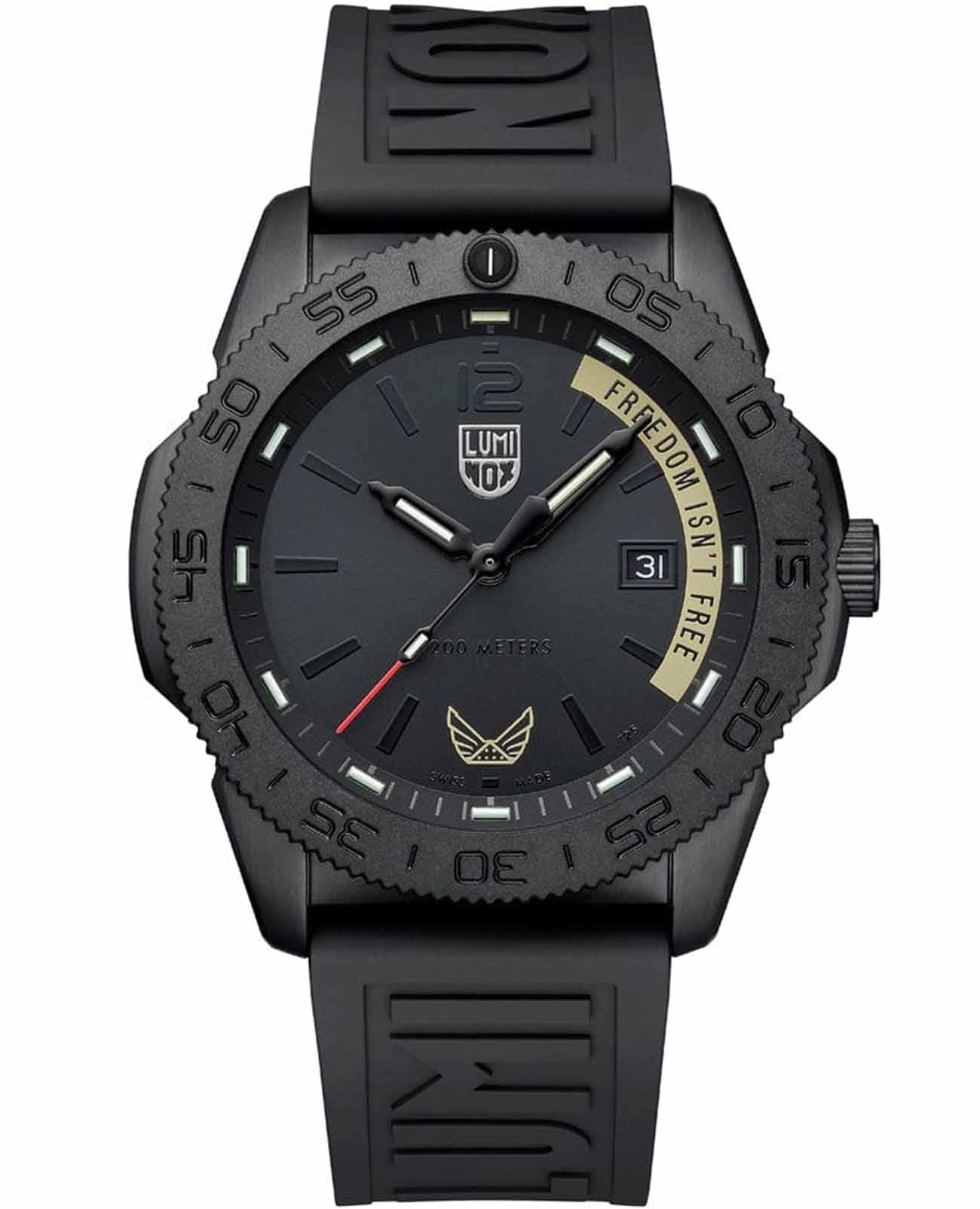 Luminox Luminox Volition America ‘Freedom Isn't Free' XS.3121.BO.VOL.FR  XS.3121.BO.VOL.FR кварцевые мужские часы черный циферблат, браслет каучук — вид спереди