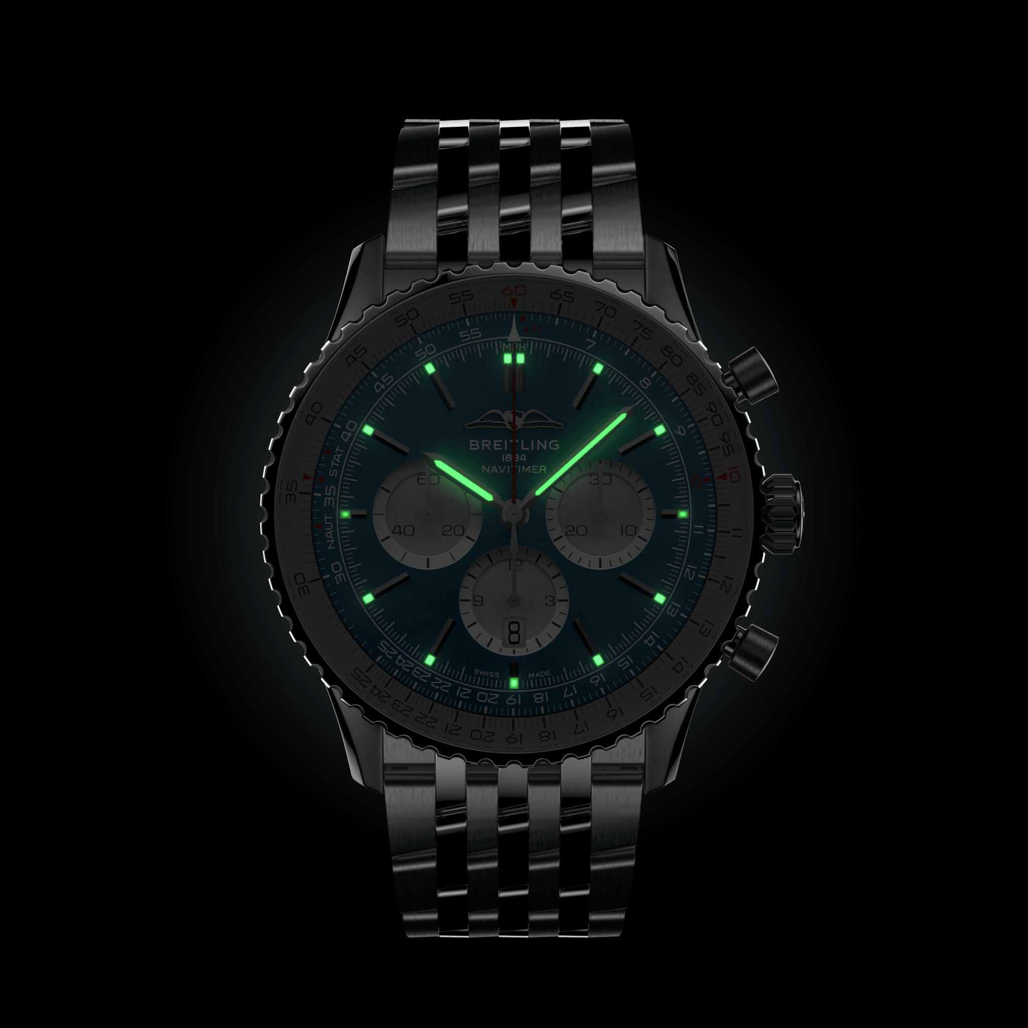 Оригинальные часы Breitling Breitling Navitimer B01 Chronograph 46 AB0137211C1A1 механические калибр механизма мануфактурный механизм breitling caliber b01 общий вид