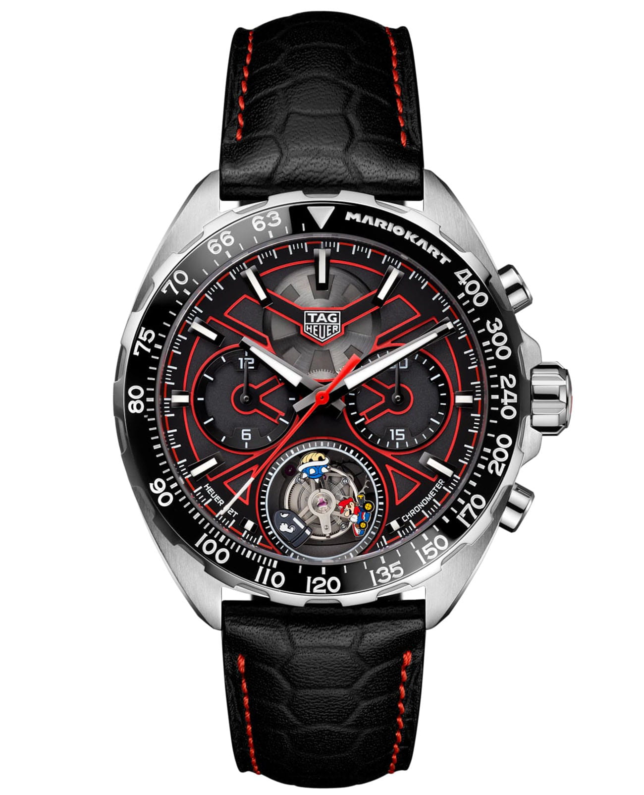 TAG Heuer TAG Heuer Formula 1 x Mario Kart CAZ5080.FC6517  CAZ5080.FC6517 механические мужские часы цветной циферблат, браслет кожаный — вид спереди