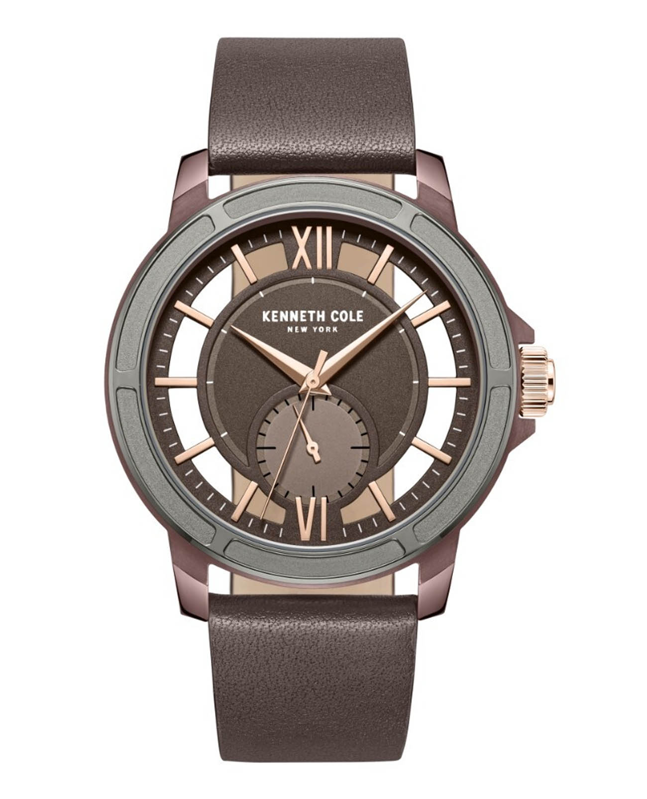 Kenneth Cole Kenneth Cole Modern Classic KCWGF0035002  KCWGF0035002 кварцевые мужские часы коричневый циферблат, браслет кожаный — вид спереди