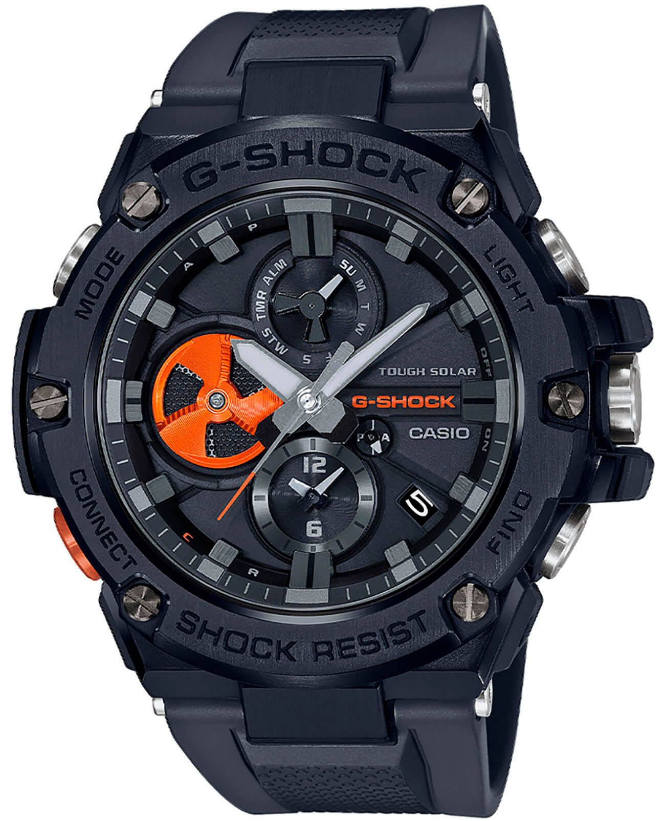 Casio Casio G-Shock GST-B100B-1A4  GST-B100B-1A4 электронные мужские часы черный циферблат, браслет полимер — вид спереди