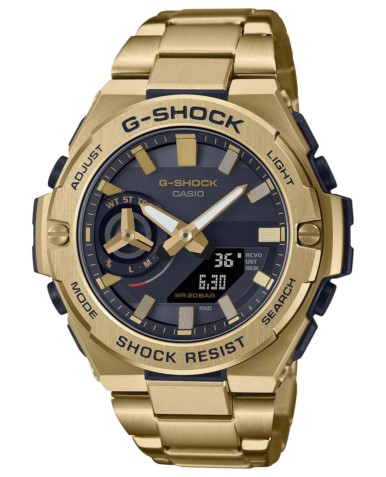 Casio Casio G-Shock GST-B500GD-9A GST G-Steel GST-B500GD-9A электронные мужские часы серый циферблат, браслет сталь с ip покрытием — вид спереди