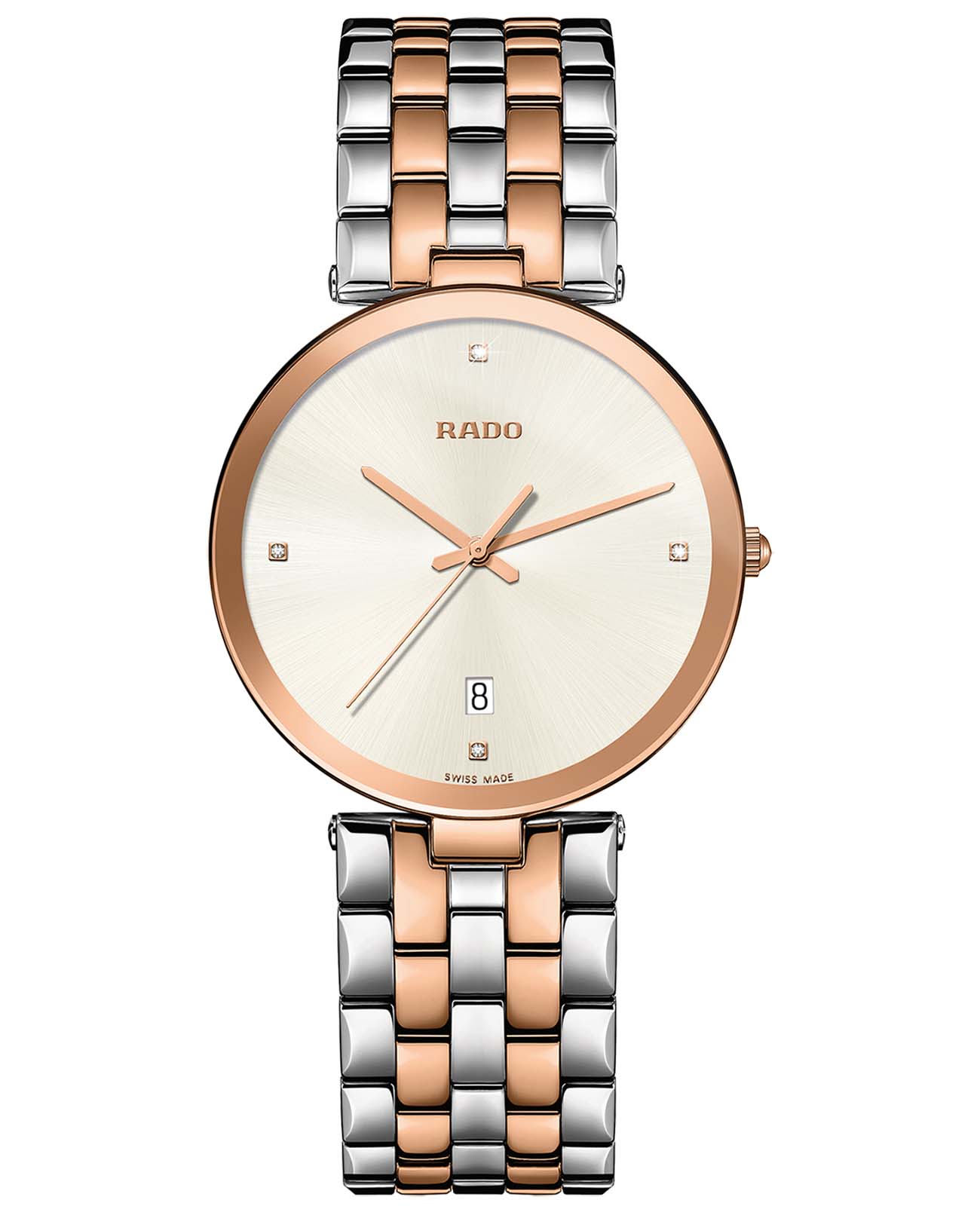 Rado Rado Florence Diamonds R48869733  R48869733 кварцевые мужские часы белый циферблат, браслет сталь c pvd покрытием — вид спереди