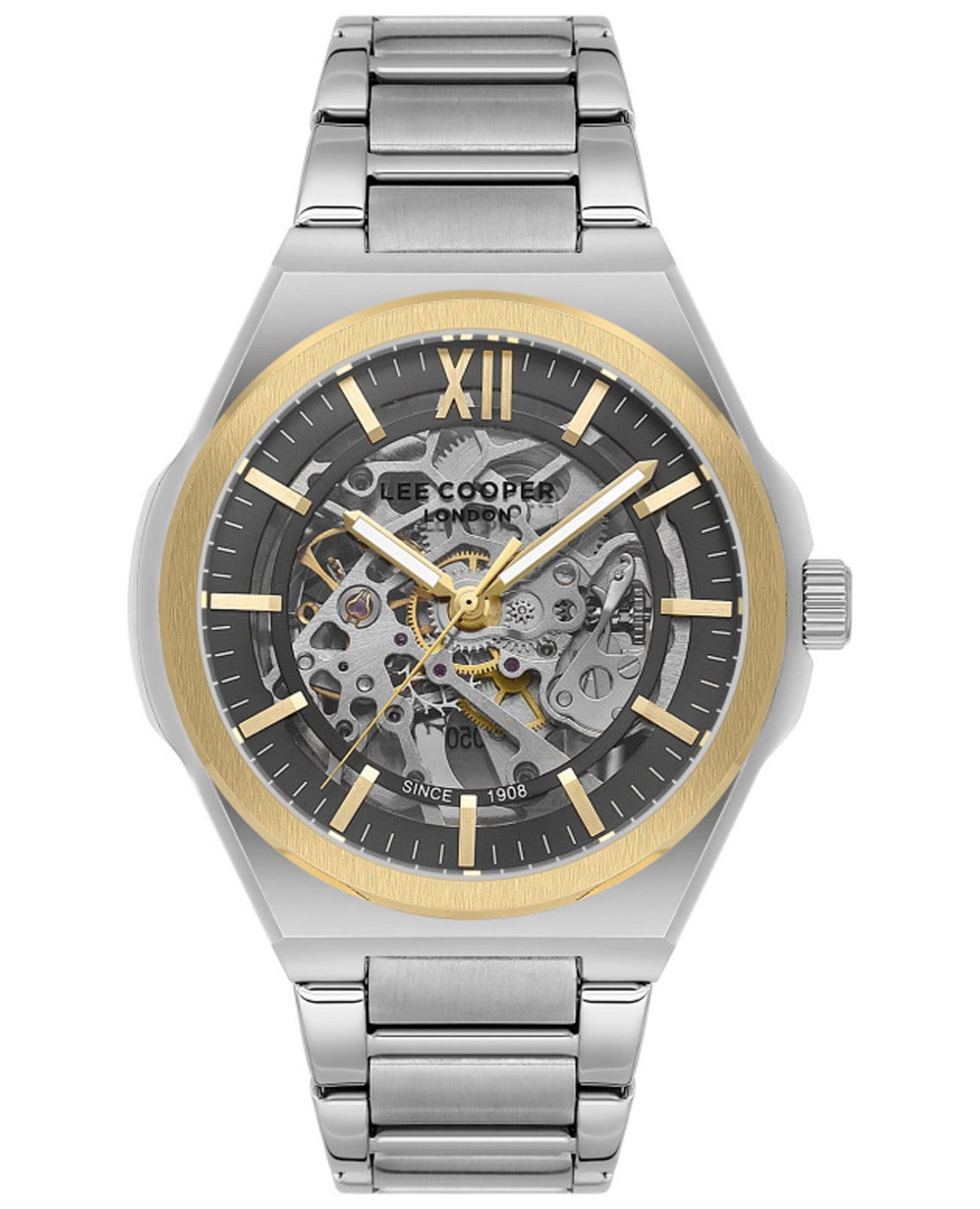 Lee Cooper Lee Cooper LC08051.260  LC08051.260 механические мужские часы золотой циферблат, браслет нержавеющая сталь — вид спереди