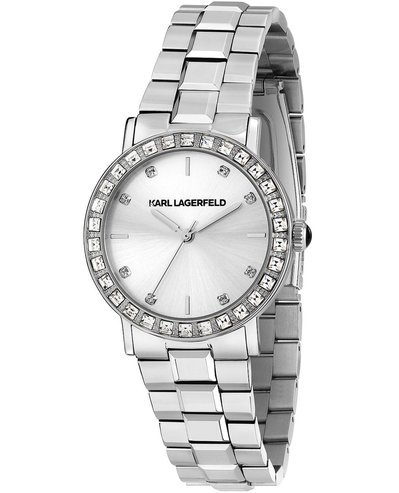 Karl Lagerfeld Karl Lagerfeld Crystals R0553100511  R0553100511 кварцевые женские часы серебристый циферблат, браслет нержавеющая сталь — вид спереди