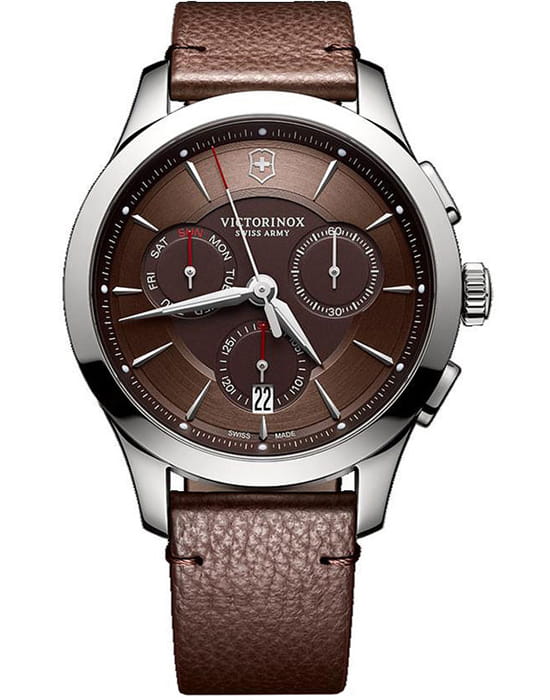 Victorinox Victorinox Alliance Chronograph 241749  241749 кварцевые мужские часы коричневый циферблат, браслет кожаный — вид спереди
