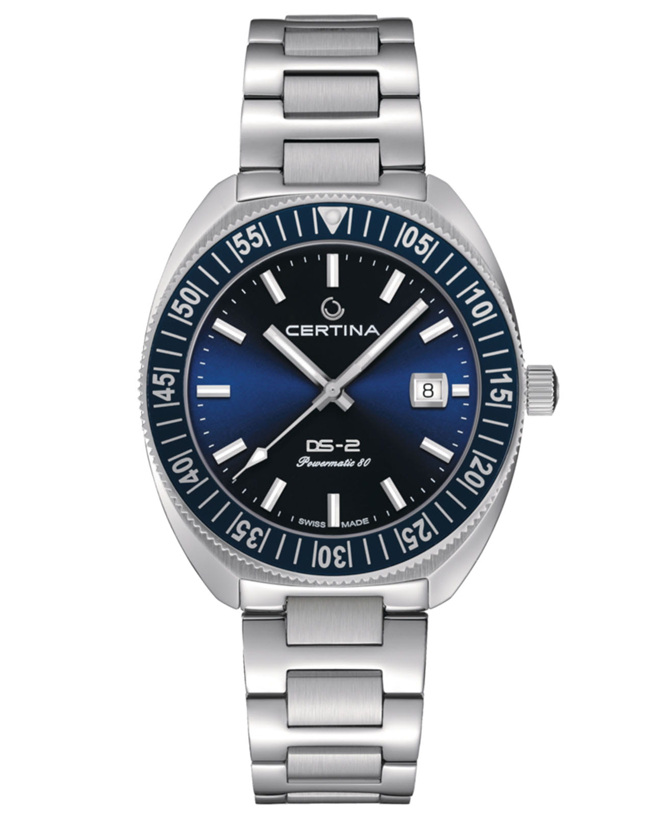 Certina Certina Sport DS-2 C024.607.11.041.02 DS 2 C0246071104102 механические мужские часы синий циферблат, браслет нержавеющая сталь — вид спереди