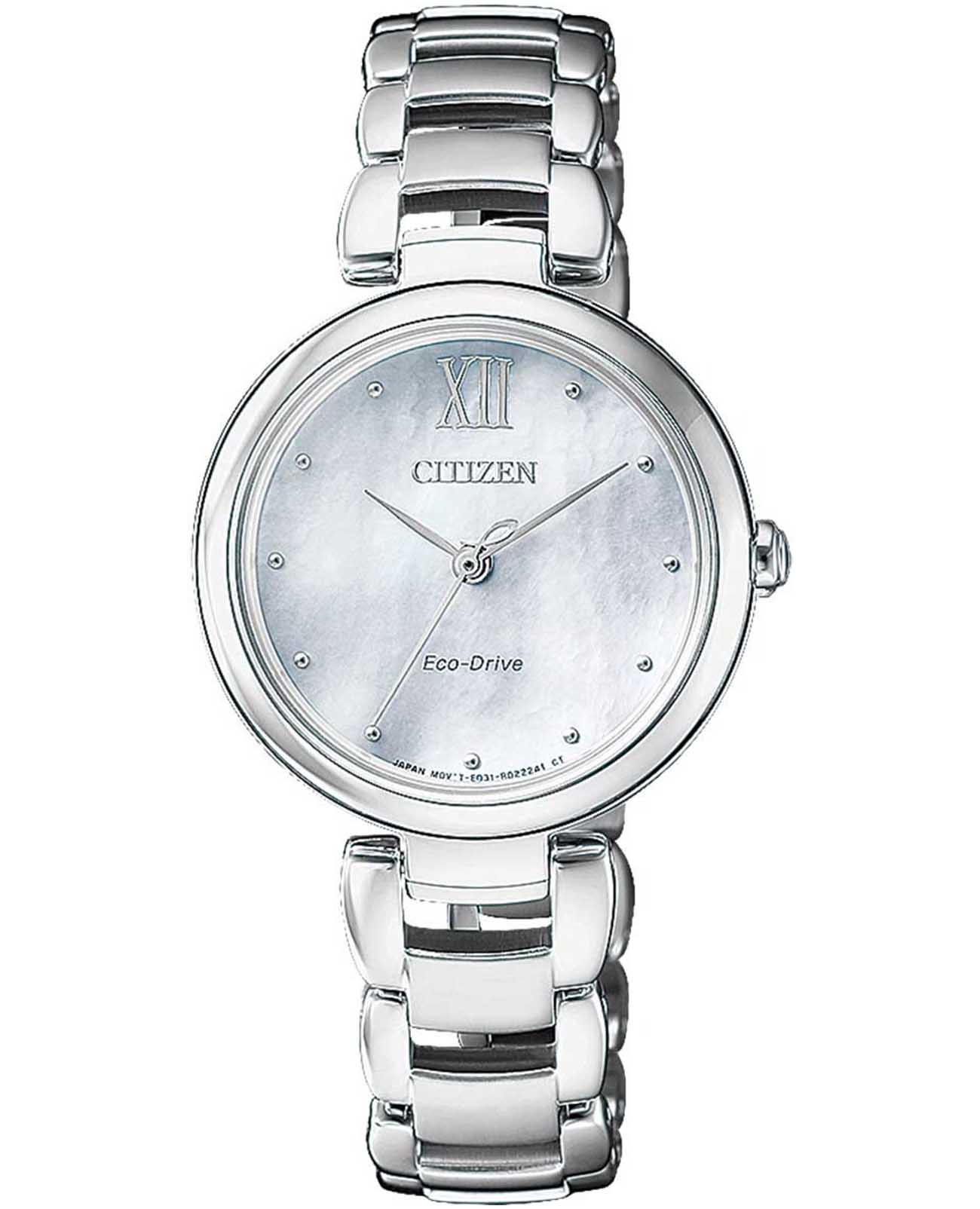 Citizen Citizen Elegance EM0530-81D  EM0530-81D кварцевые женские часы перламутровый циферблат, браслет нержавеющая сталь — вид спереди