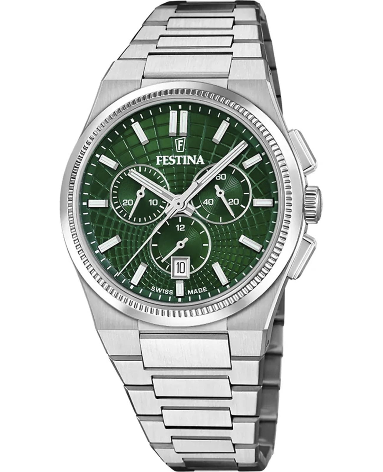 Festina Festina Rive F20059/3  F20059/3 кварцевые женские часы зеленый циферблат, браслет нержавеющая сталь — вид спереди