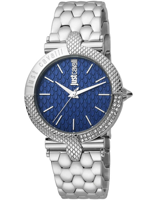 Just Cavalli Just Cavalli Animalier JC1L105M0065  JC1L105M0065 кварцевые женские часы синий циферблат, браслет нержавеющая сталь — вид спереди