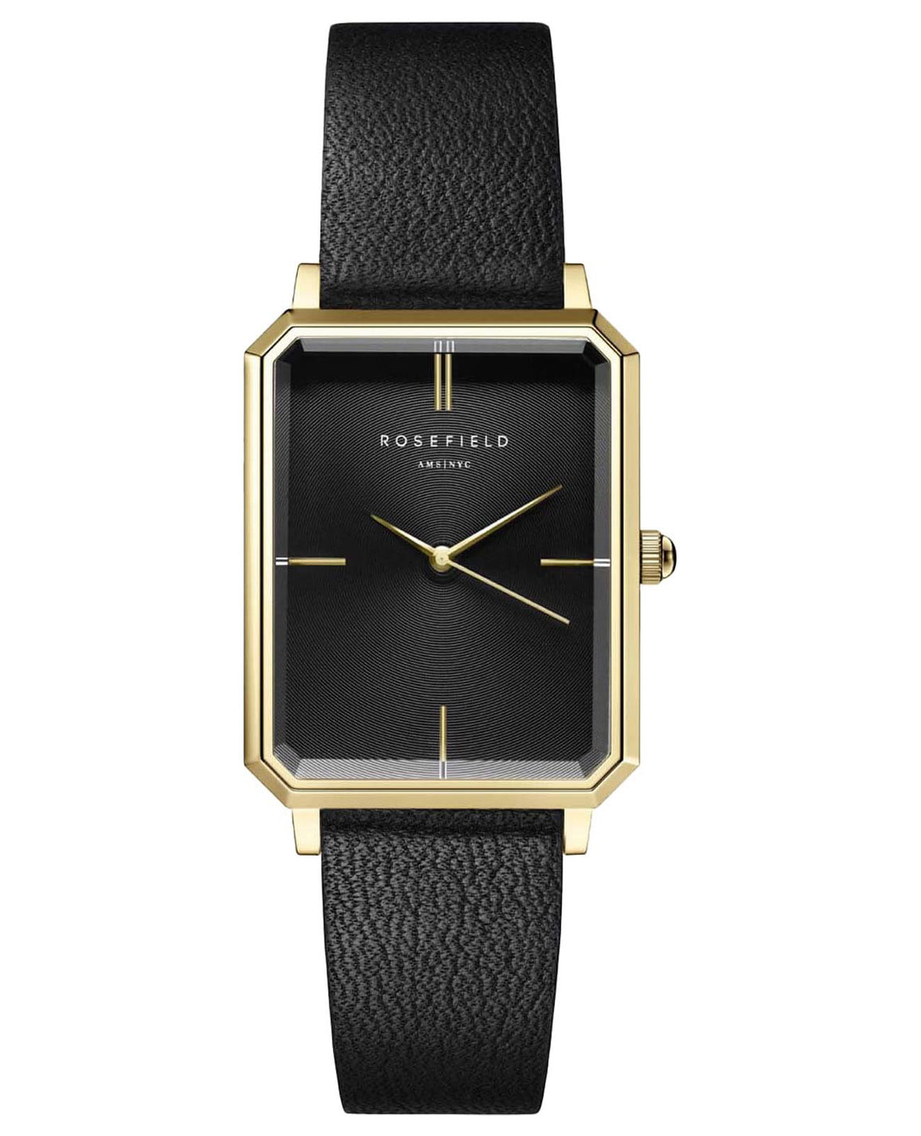 Rosefield Rosefield The Octagon OBSBG-O49  OBSBG-O49 кварцевые женские часы черный циферблат, браслет кожаный — вид спереди