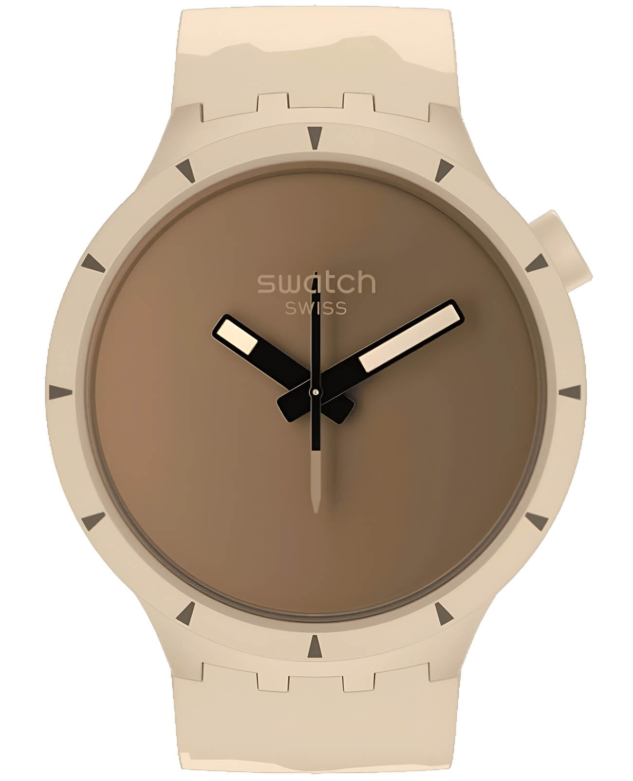 Swatch Swatch Big Bold Bioceramic SB03C101  SB03C101 кварцевые мужские часы коричневый циферблат, браслет силикон — вид спереди